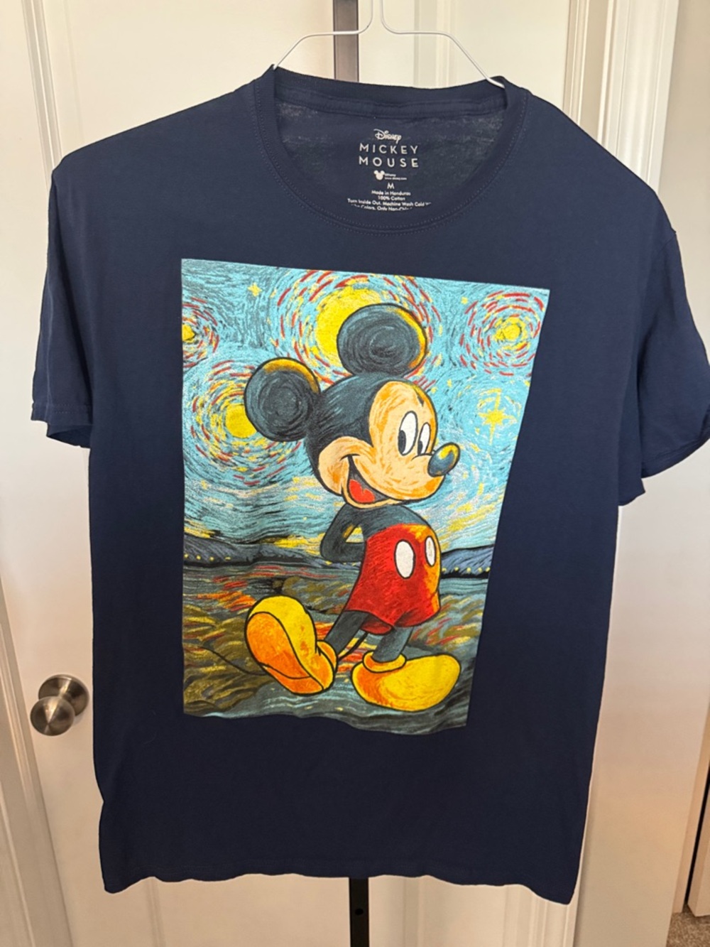 Disney Mickey Mouse Navy Blue Short Sleeve Tee with Red, Yellow Graphic